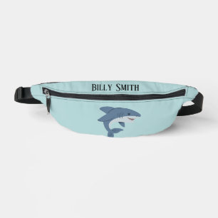 Cute blue shark personalised bum bags