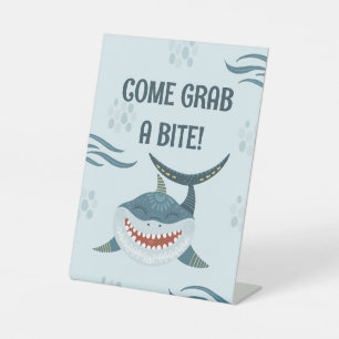 Cute Blue Shark Themed Birthday Tabletop Sign