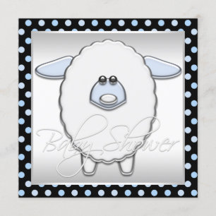 Cute Blue Sheep Baby Shower Invitation