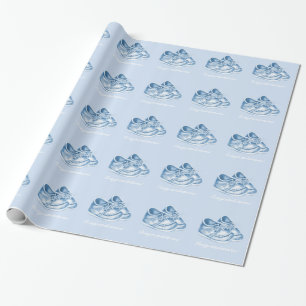 Cute Blue Shoes Boys Baby Shower Wrapping Paper
