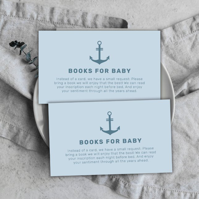 Cute Blue Simple Anchor Books For Baby Shower  Enclosure Card (Cute Blue Simple Anchor Books For Baby Shower Enclosure Card)