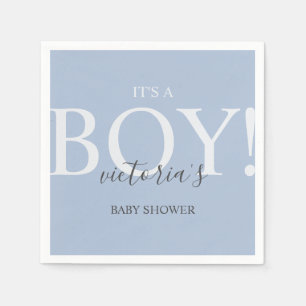 Cute Blue Simple Typography Baby Shower Napkin