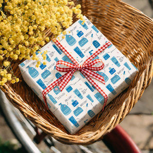 Cute Blue Skincare Cosmetic Pattern Wrapping Paper