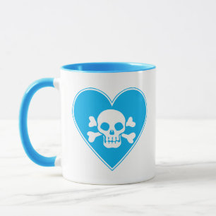 Cute Blue Skull in Heart Mug