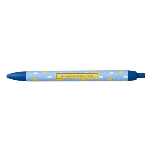 Cute Blue Sky Clouds Sunshine Personalized  Black Ink Pen