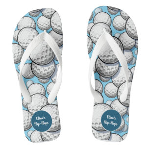 Cute Blue Sky Golf Balls Patterns  Flip Flops