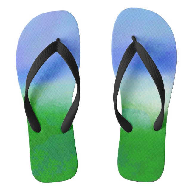 Cute Blue SKY   GREEN Modern Woman Flip Flops (Footbed)