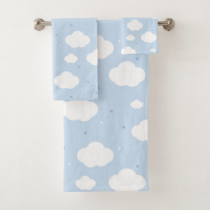 Cute Blue Sky Pattern Bath Towel Set