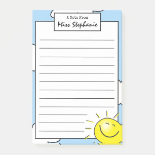 Cute Blue Sky Sunshine Smile Face From Teacher Post-it Notes