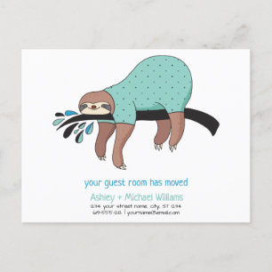 Cute Blue Sloth Room Has Moved Moving Announcement Postcard