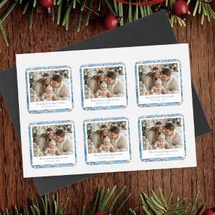 Cute Blue Snowflake Christmas  Square Sticker