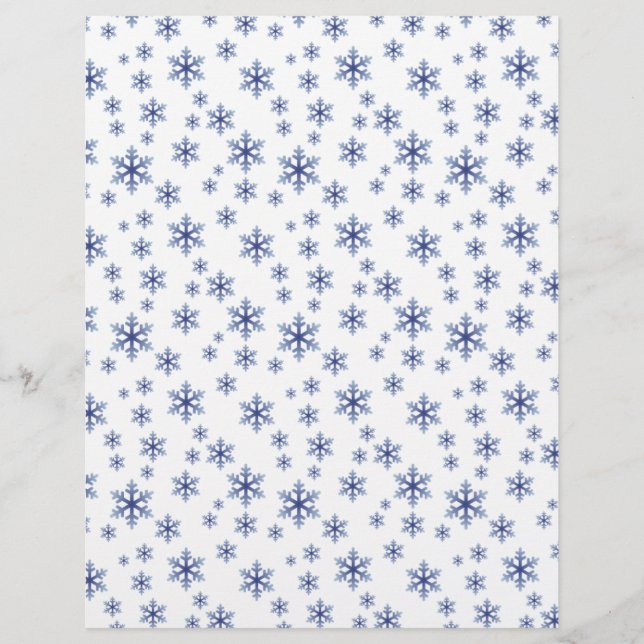 Cute Blue Snowflake Pattern Scrapbook Paper (Front)