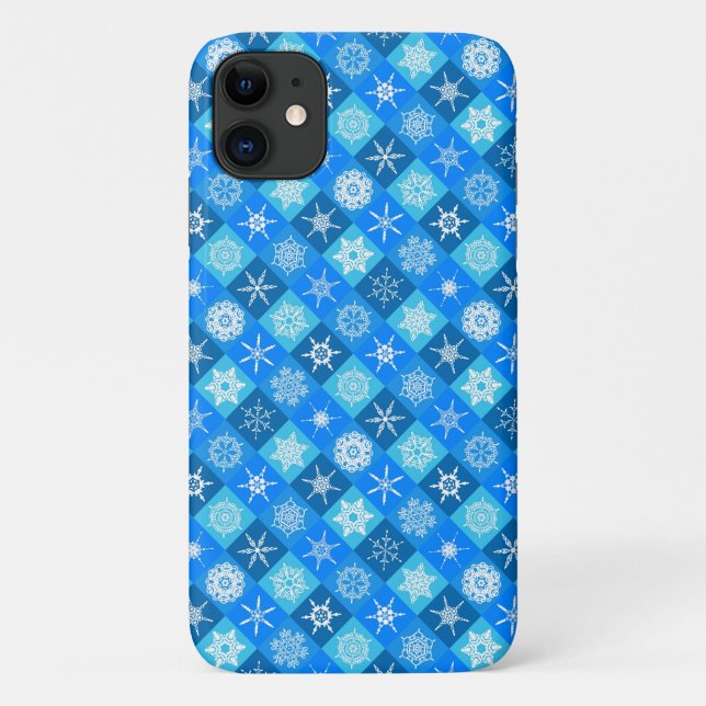Cute blue snowflake patterns design Case-Mate iPhone case (Back)
