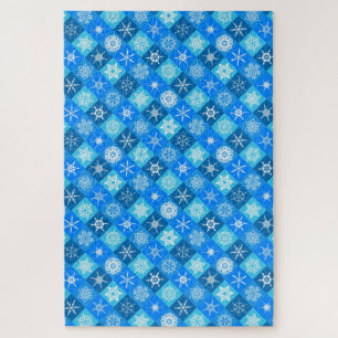Cute blue snowflake patterns design jigsaw puzzle