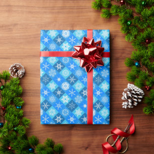 Cute blue snowflake patterns design wrapping paper