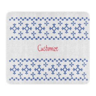 Cute Blue Snowflakes Pattern Thunder_Cove Cutting Board