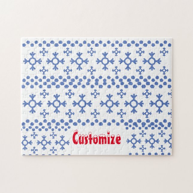 Cute Blue Snowflakes Pattern Thunder_Cove Jigsaw Puzzle (Horizontal)