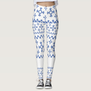 Cute Blue Snowflakes Pattern Thunder_Cove Leggings