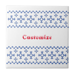 Cute Blue Snowflakes Pattern Thunder_Cove Tile