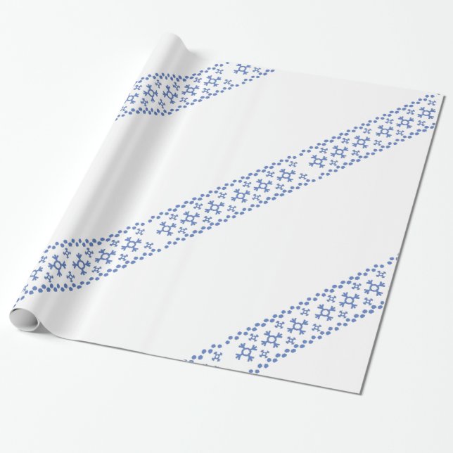 Cute Blue Snowflakes Pattern Thunder_Cove Wrapping Paper (Unrolled)