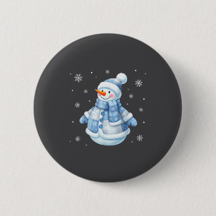 Cute Blue Snowman With Snowflakes Winter Christmas 6 Cm Round Badge