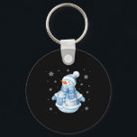 Cute Blue Snowman With Snowflakes Winter Christmas Key Ring<br><div class="desc">Cute Blue Snowman With Snowflakes Winter Christmas Design</div>