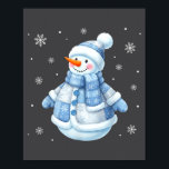 Cute Blue Snowman With Snowflakes Winter Christmas Poster<br><div class="desc">Cute Blue Snowman With Snowflakes Winter Christmas Design</div>
