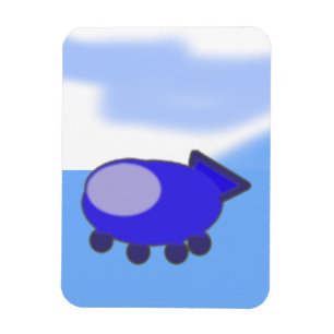 Cute Blue Spaceship Clouds Flexible Photo Magnet