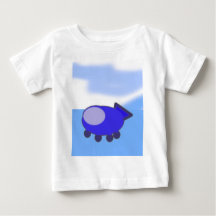 Cute Blue Spaceship on French Blue Clouds
