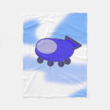 Cute Blue Spaceship on French Blue Clouds