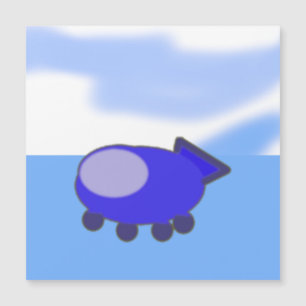 Cute Blue Spaceship on French Blue Magnetic Card