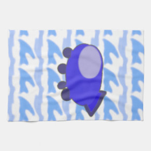 Cute Blue Spaceship Waveworld Kitchen Towels