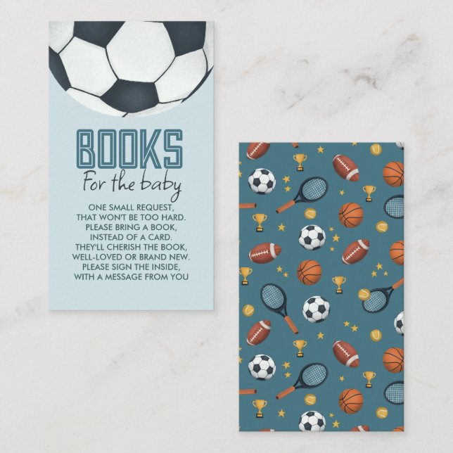 Cute Blue Sports Books For Baby Enclosure Card (Front/Back)
