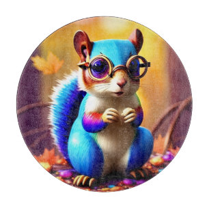  Cute Blue Squirrel with Glasses-46506 Cutting Board
