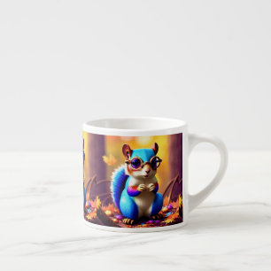 Cute Blue Squirrel with Glasses Espresso Cup