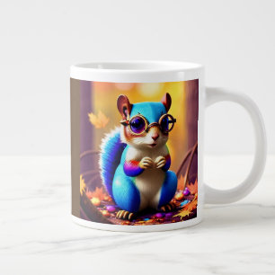Cute Blue Squirrel with Glasses  Large Coffee Mug