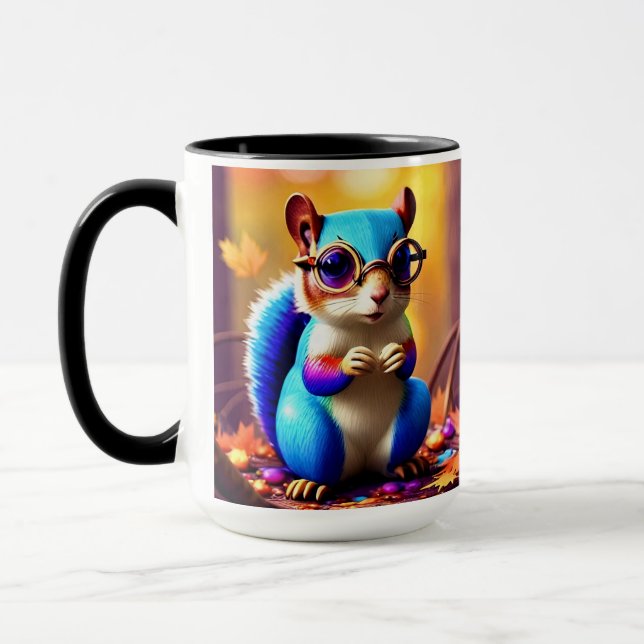 Cute Blue Squirrel with Glasses  Mug (Left)