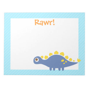 Cute Blue Stegosaurus Dinosaur For Kids Notepad