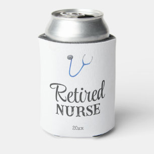 Cute Blue Stethoscope Retired Nurse Can Cooler