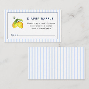 Cute Blue Stripes Lemon Diaper raffle Baby shower Enclosure Card