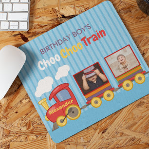 Cute Blue Stripes Pattern Toy Train Boys Birthday  Mouse Mat