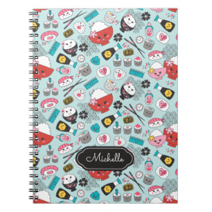 Cute Blue Sushi Pattern Notebook