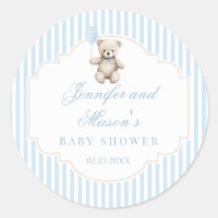 Cute blue teddy bear balloon boho baby boy shower