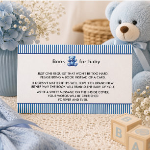 Cute Blue Teddy Bear Vintage Baby Boy Shower Enclosure Card