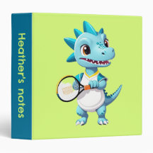 Cute blue tennis dinosaur