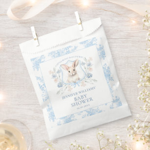 Cute Blue Toile Bunny Spring Baby Boy Shower Favour Bags