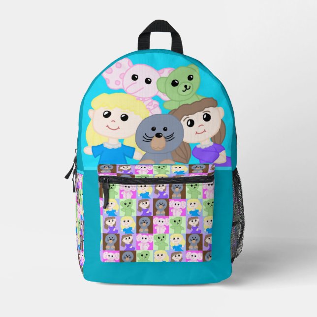 Cute Blue Toy Kids Backpack (Front)