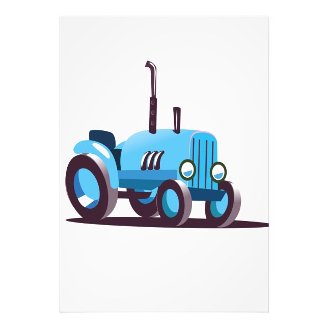 Cute Blue Tractor Photo Print (Front)