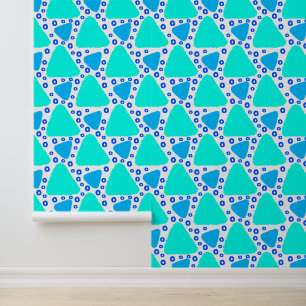 Cute Blue Triangle Repeat Pattern Wallpaper