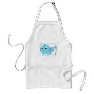 Cute Blue Tropical Fish Pink Fins Standard Apron